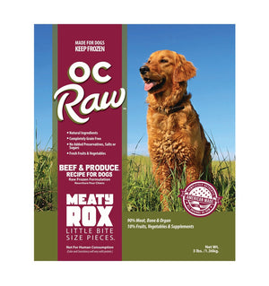 OC Raw Beef & Produce Meaty Rox (Bite-Size) Frozen Raw Dog Food 3lb
