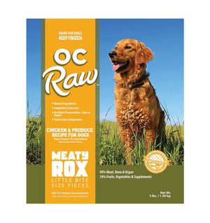 OC Raw Chicken & Produce Meaty Rox (Bite-Size) Frozen Raw Dog Food 3lb