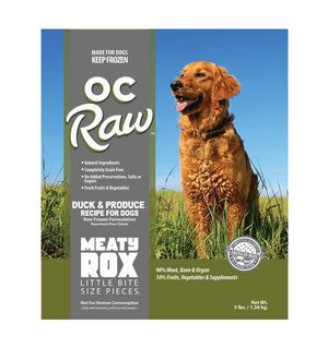 OC Raw Duck & Produce Meaty Rox (Bite-Size) Frozen Raw Dog Food 3lb