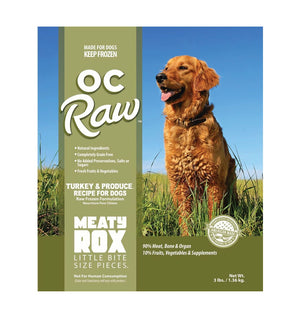 OC Raw Turkey & Produce Meaty Rox (Bite-Size) Frozen Raw Dog Food 3lb