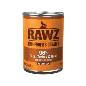 Rawz 96% Duck Turkey & Quail Pate Can Dog