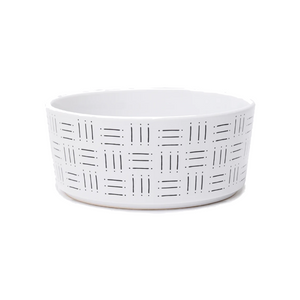 Waggo Mudcloth Line Print Ceramic Dog Bowl